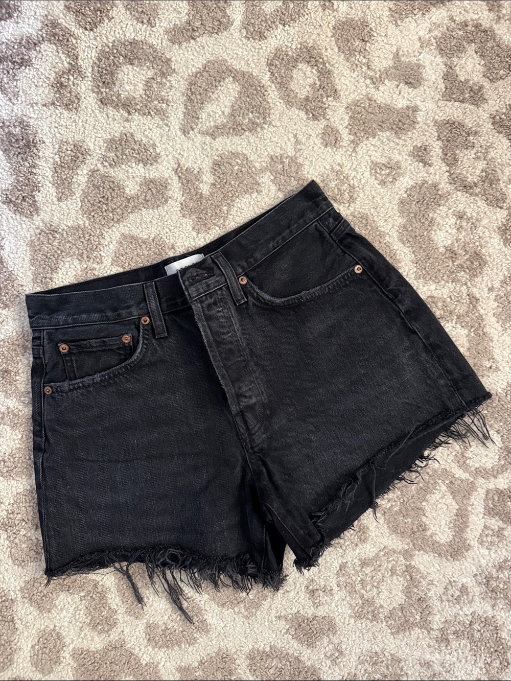 Agolde Black High-Rise Cutoff Denim Shorts